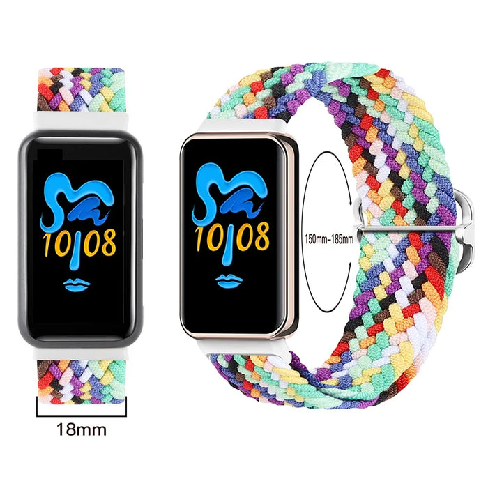 For Honor Band 9 Braided Watch Band Adjustable Nylon Stretchy Sport Replacement Strap - Official Rainbow - 3
