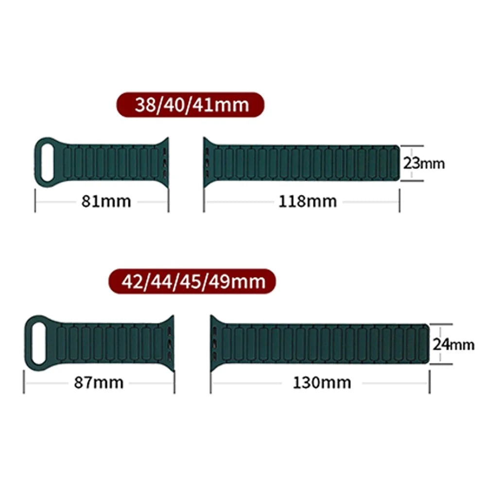 For Apple Watch Series 11 10 42mm / 9 8 7 41mm / SE3 SE2 SE 6 5 4 40mm / 3 2 1 38mm Watchband Soft Silicone Magnetic Strap - White / Black - 5