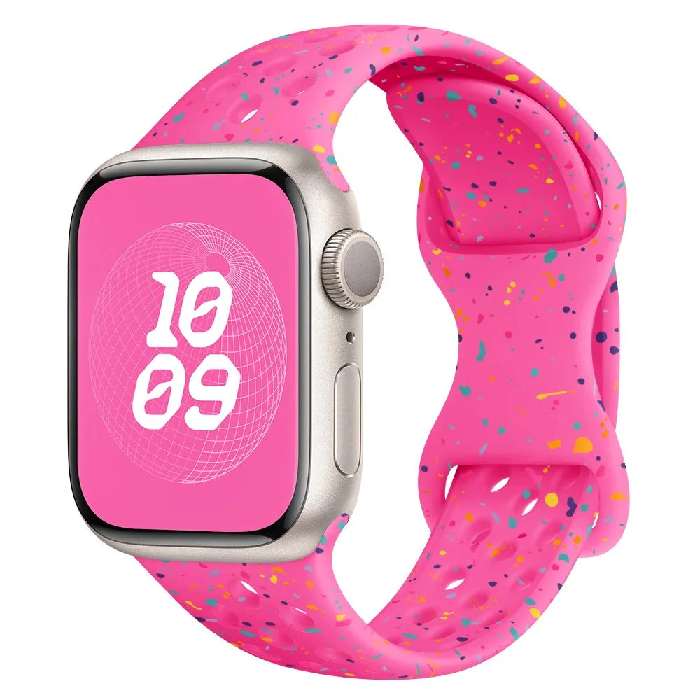 For Apple Watch Series 11 10 42mm / 9 8 7 41mm / SE3 SE2 SE 6 5 4 40mm / 3 2 1 38mm Wrist Strap Watch Band - Deep Pink - 2