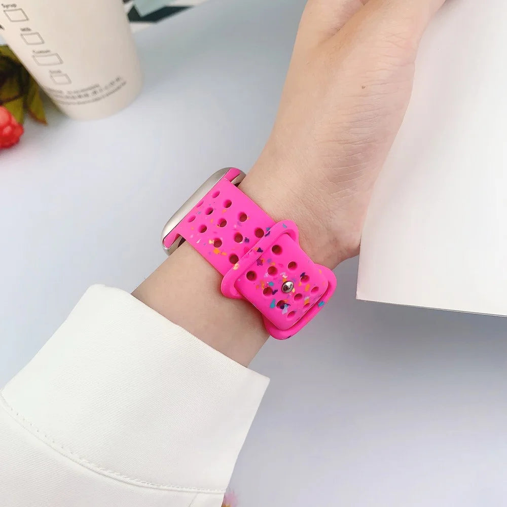 For Apple Watch Series 11 10 42mm / 9 8 7 41mm / SE3 SE2 SE 6 5 4 40mm / 3 2 1 38mm Wrist Strap Watch Band - Deep Pink - 3