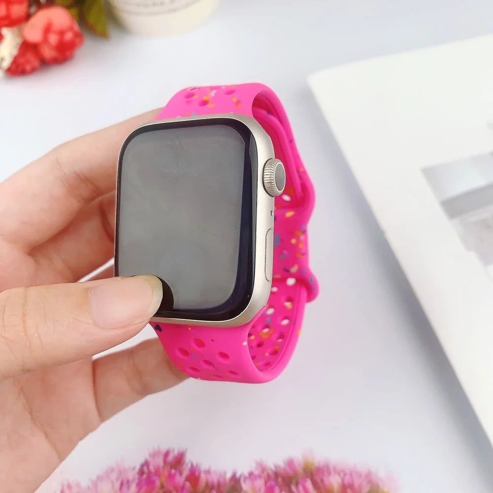 For Apple Watch Series 11 10 42mm / 9 8 7 41mm / SE3 SE2 SE 6 5 4 40mm / 3 2 1 38mm Wrist Strap Watch Band - Deep Pink - 4