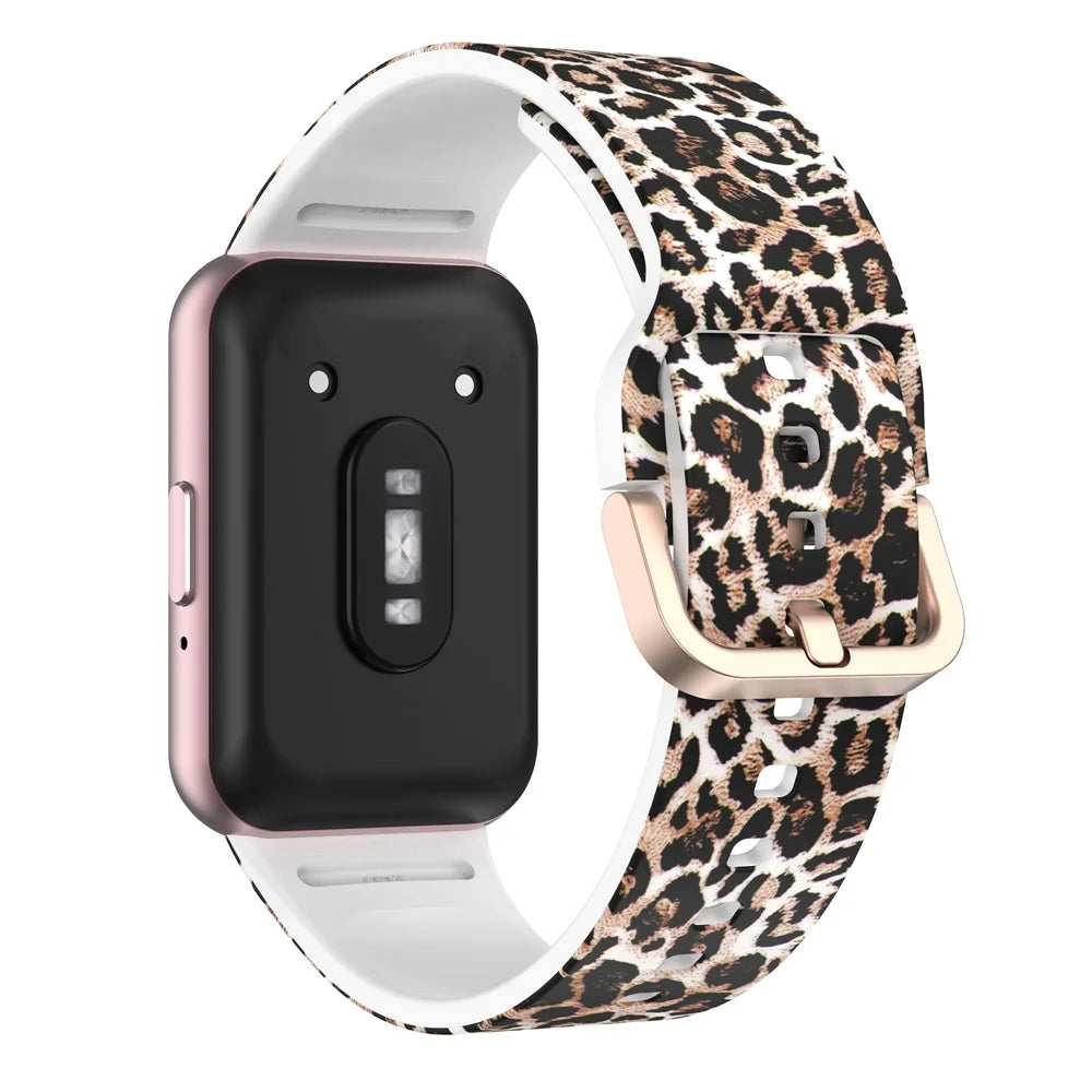 For Samsung Galaxy Fit3 Pattern Printing Silicone Strap Replacement Watch Band - Brown Leopard - 1