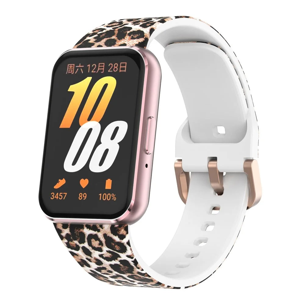 For Samsung Galaxy Fit3 Pattern Printing Silicone Strap Replacement Watch Band - Brown Leopard - 2