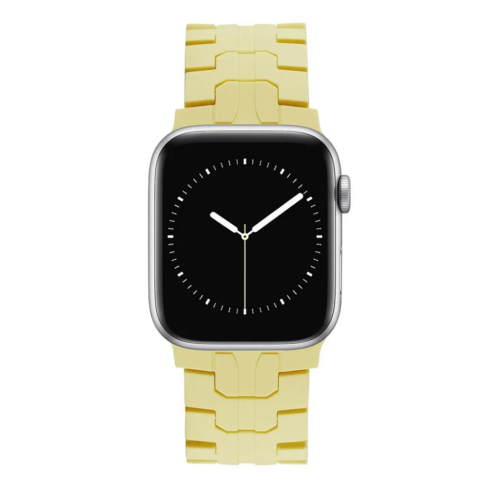 For Apple Watch Series 11 10 42mm / 9 8 7 41mm / SE3 SE2 SE 6 5 4 40mm / 3 2 1 38mm Watch Strap Replacement Silicone Band - Yellow - 3
