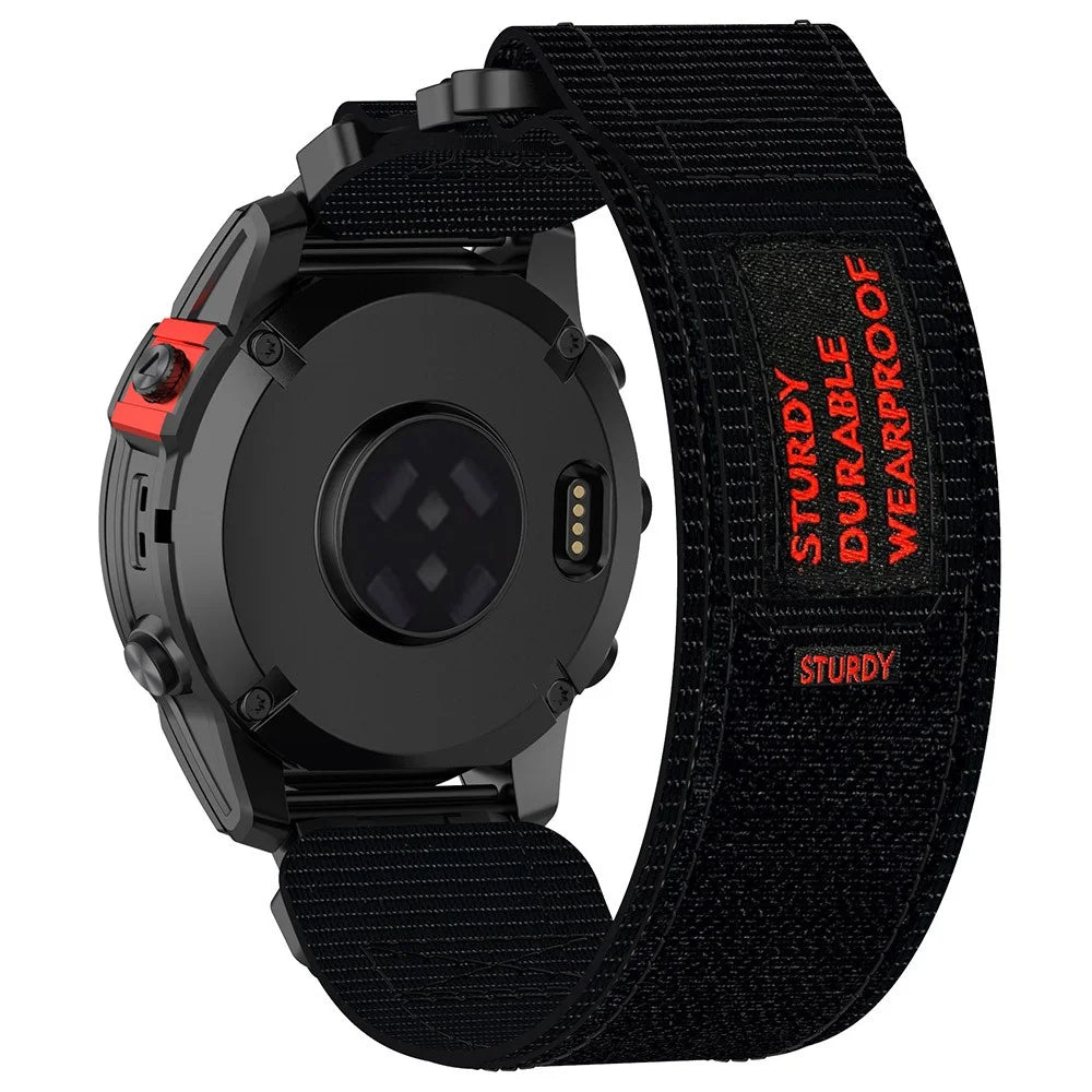 For Garmin Fenix 7 / Fenix 7 Pro 47mm / Instinct 2 Quickfit 22mm Magic Tape Watch Strap Nylon Wrist Band - Black - 1