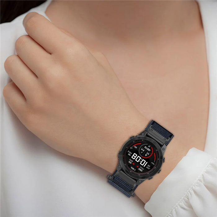 For Garmin Fenix 7X / 7X Pro 51mm / Instinct 2X / Quickfit 26mm Nylon Sticker Wrist Strap - Black - 4