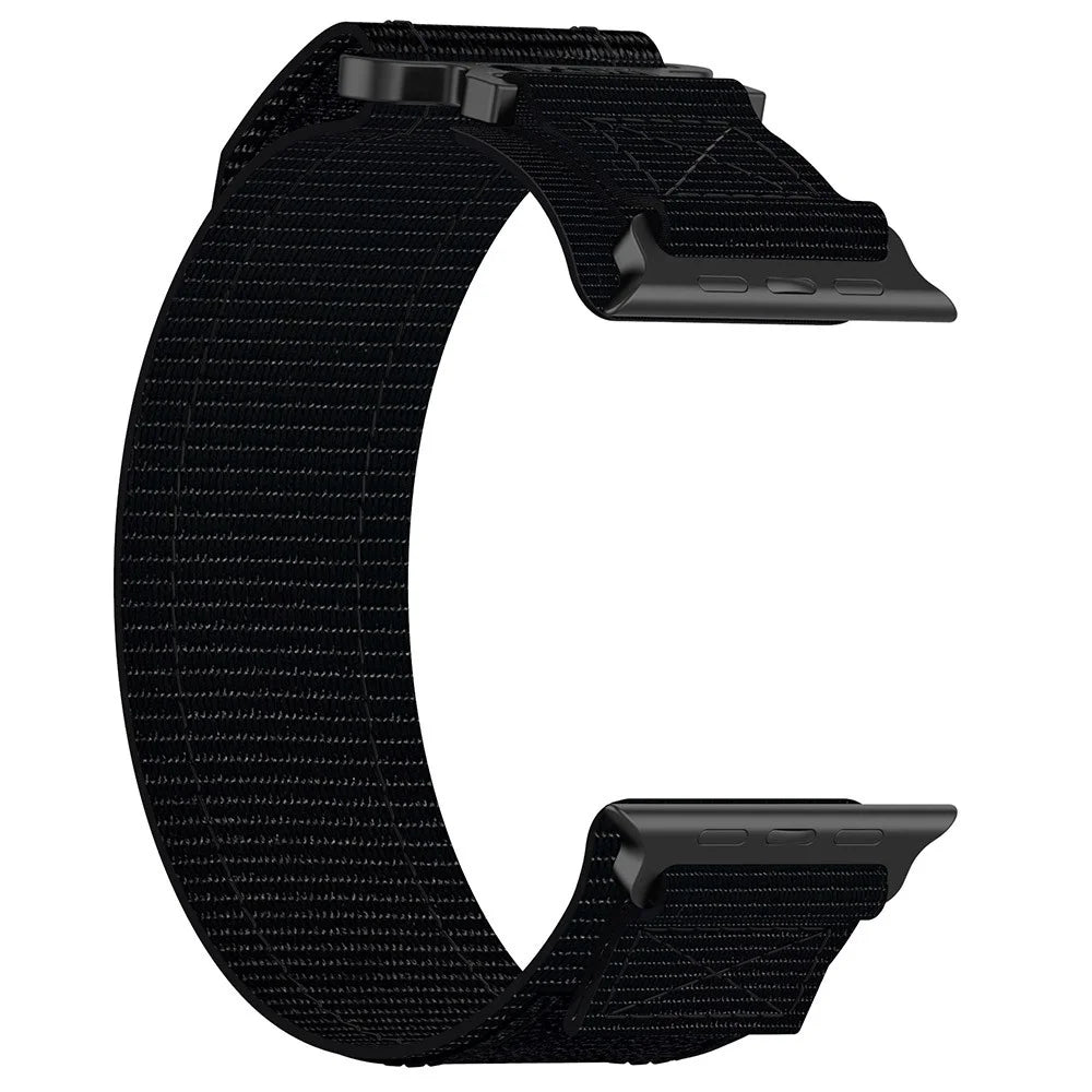 For Apple Watch Series 11 10 42mm / 9 8 7 41mm / SE3 SE2 SE 6 5 4 40mm / 3 2 1 38mm Nylon Band Sticky Magic Clasp Bracelet - Black - 2