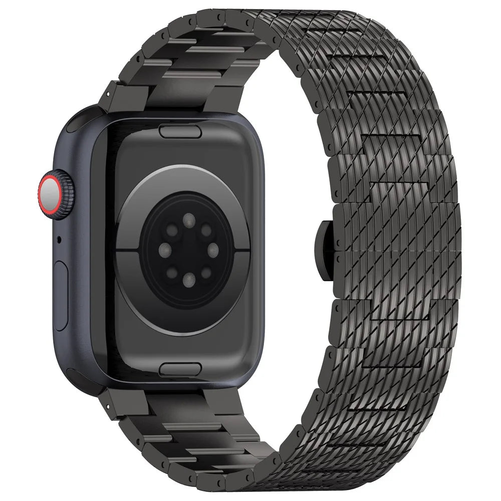 For Apple Watch Ultra 3 2 1 49mm / Series 11 10 46mm / 9 8 7 45mm / SE3 SE2 SE 6 5 4 44mm / 3 2 1 42mm Watch Bracelet Stainless Steel Strap - Black - 1