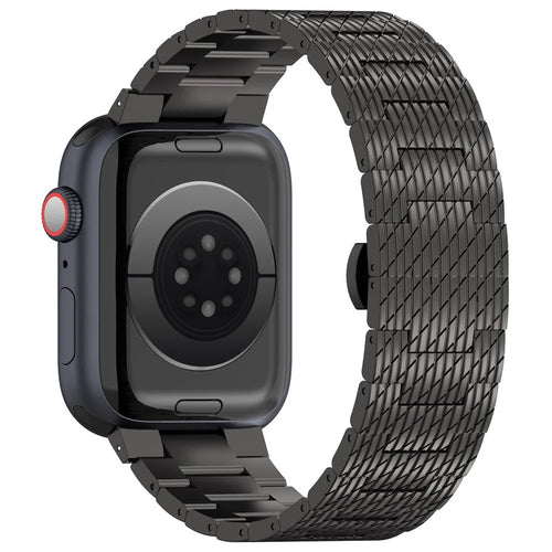 For Apple Watch Ultra 3 2 1 49mm / Series 11 10 46mm / 9 8 7 45mm / SE3 SE2 SE 6 5 4 44mm / 3 2 1 42mm Watch Bracelet Stainless Steel Strap - Black - 1