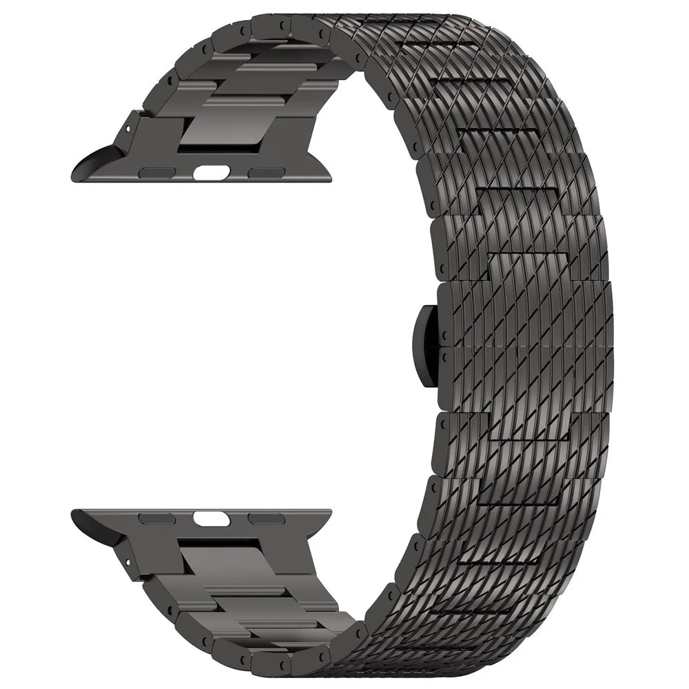 For Apple Watch Ultra 3 2 1 49mm / Series 11 10 46mm / 9 8 7 45mm / SE3 SE2 SE 6 5 4 44mm / 3 2 1 42mm Watch Bracelet Stainless Steel Strap - Black - 2