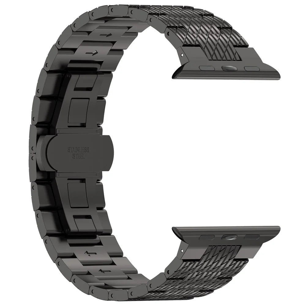 For Apple Watch Ultra 3 2 1 49mm / Series 11 10 46mm / 9 8 7 45mm / SE3 SE2 SE 6 5 4 44mm / 3 2 1 42mm Watch Bracelet Stainless Steel Strap - Black - 3