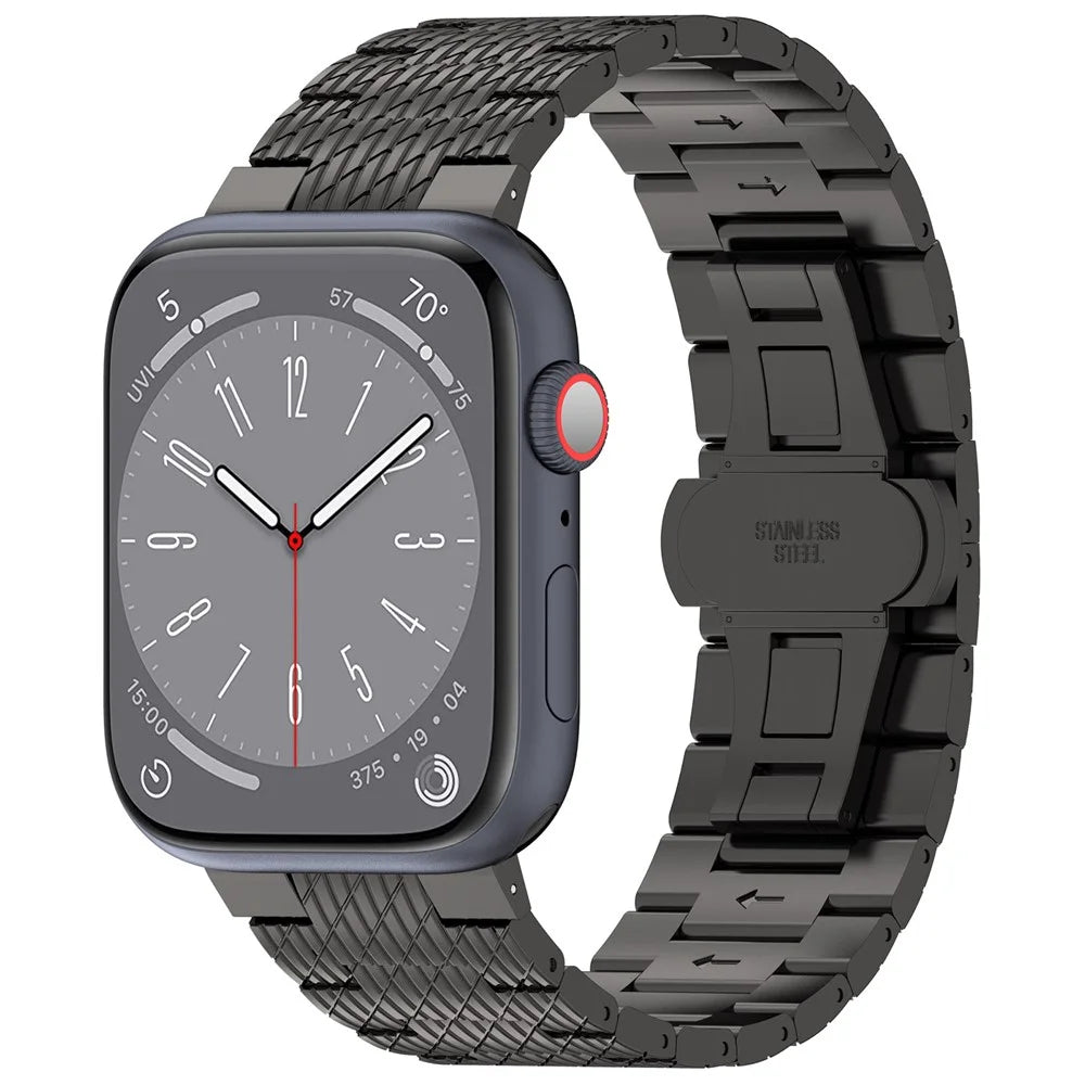 For Apple Watch Ultra 3 2 1 49mm / Series 11 10 46mm / 9 8 7 45mm / SE3 SE2 SE 6 5 4 44mm / 3 2 1 42mm Watch Bracelet Stainless Steel Strap - Black - 4