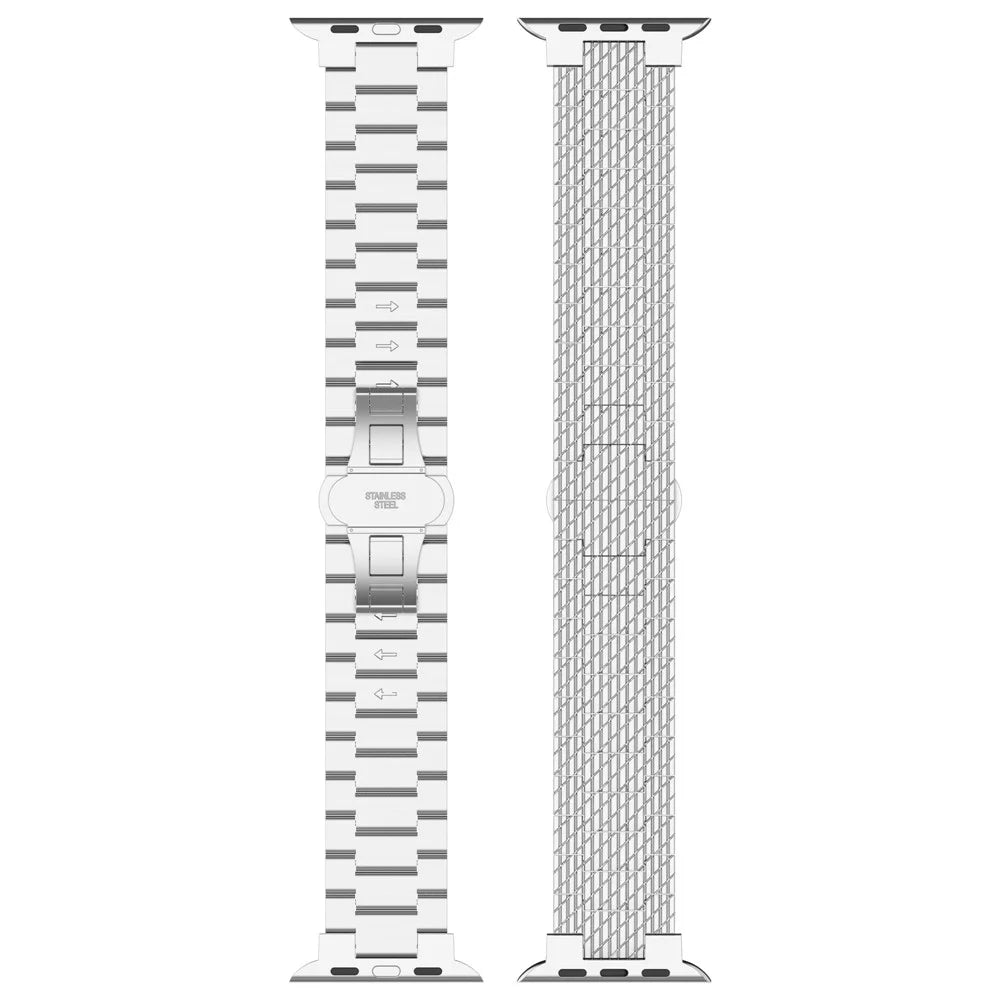 For Apple Watch Ultra 3 2 1 49mm / Series 11 10 46mm / 9 8 7 45mm / SE3 SE2 SE 6 5 4 44mm / 3 2 1 42mm Watch Bracelet Stainless Steel Strap - Black - 5