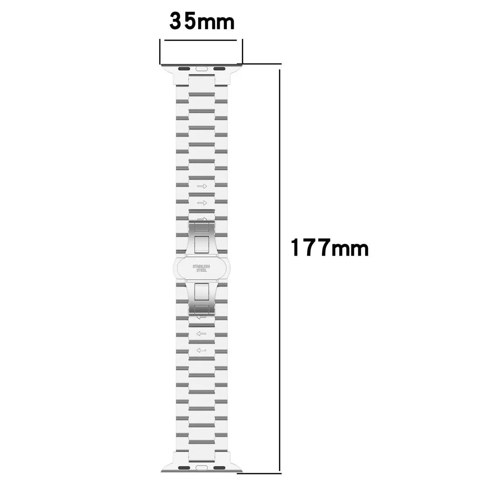 For Apple Watch Ultra 3 2 1 49mm / Series 11 10 46mm / 9 8 7 45mm / SE3 SE2 SE 6 5 4 44mm / 3 2 1 42mm Watch Bracelet Stainless Steel Strap - Black - 6