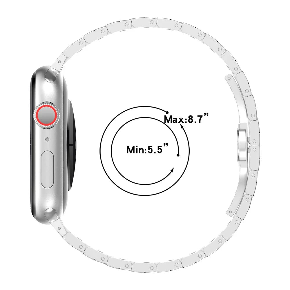 For Apple Watch Ultra 3 2 1 49mm / Series 11 10 46mm / 9 8 7 45mm / SE3 SE2 SE 6 5 4 44mm / 3 2 1 42mm Watch Bracelet Stainless Steel Strap - Black - 7