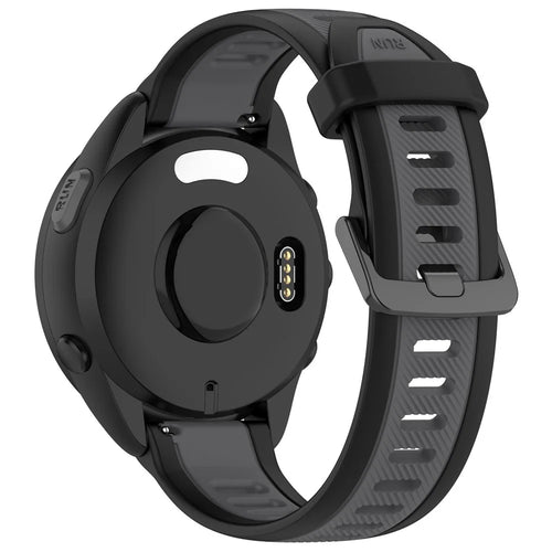 For Huawei Watch GT 4 46mm / Samsung Gear S3 Classic 22mm Wrist Strap Dual-Color Textured Silicone Watchband - Black+Dark Grey - 1