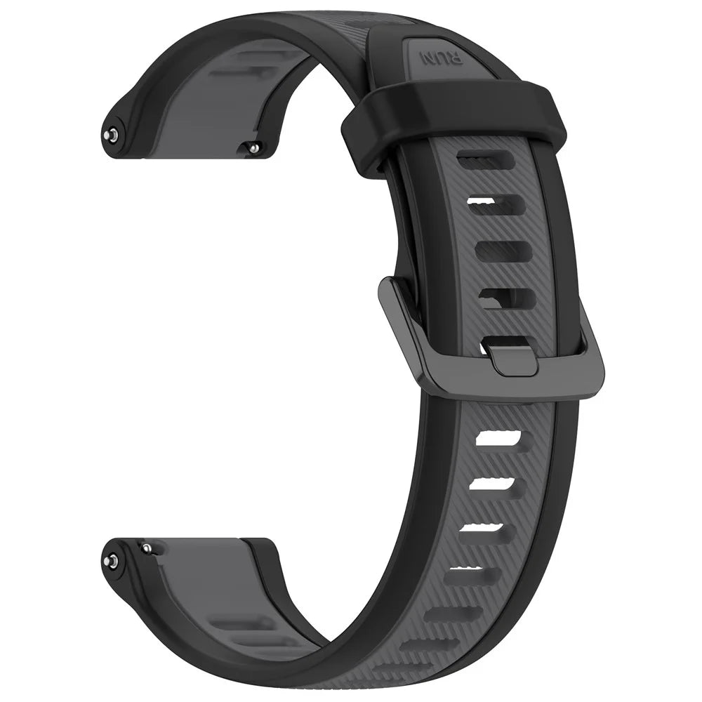 For Huawei Watch GT 4 46mm / Samsung Gear S3 Classic 22mm Wrist Strap Dual-Color Textured Silicone Watchband - Black+Dark Grey - 2