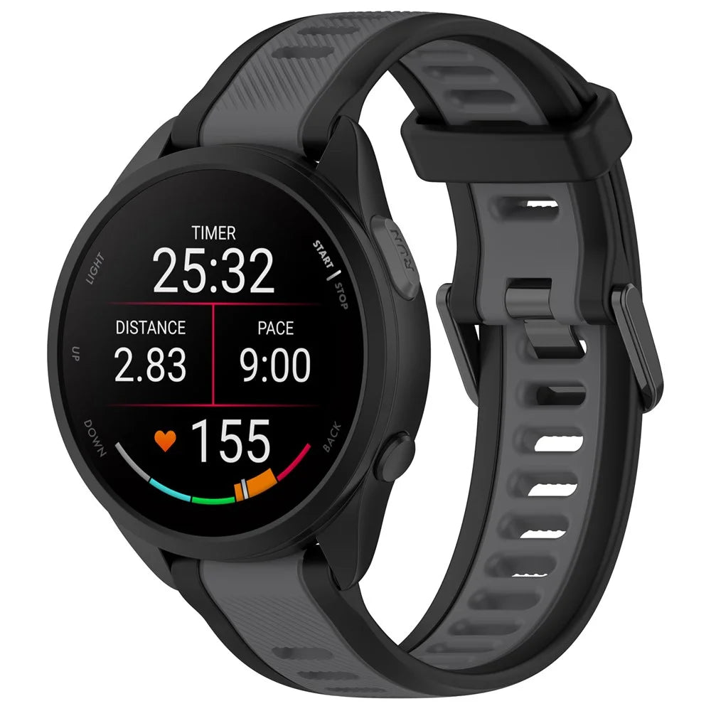 For Huawei Watch GT 4 46mm / Samsung Gear S3 Classic 22mm Wrist Strap Dual-Color Textured Silicone Watchband - Black+Dark Grey - 4