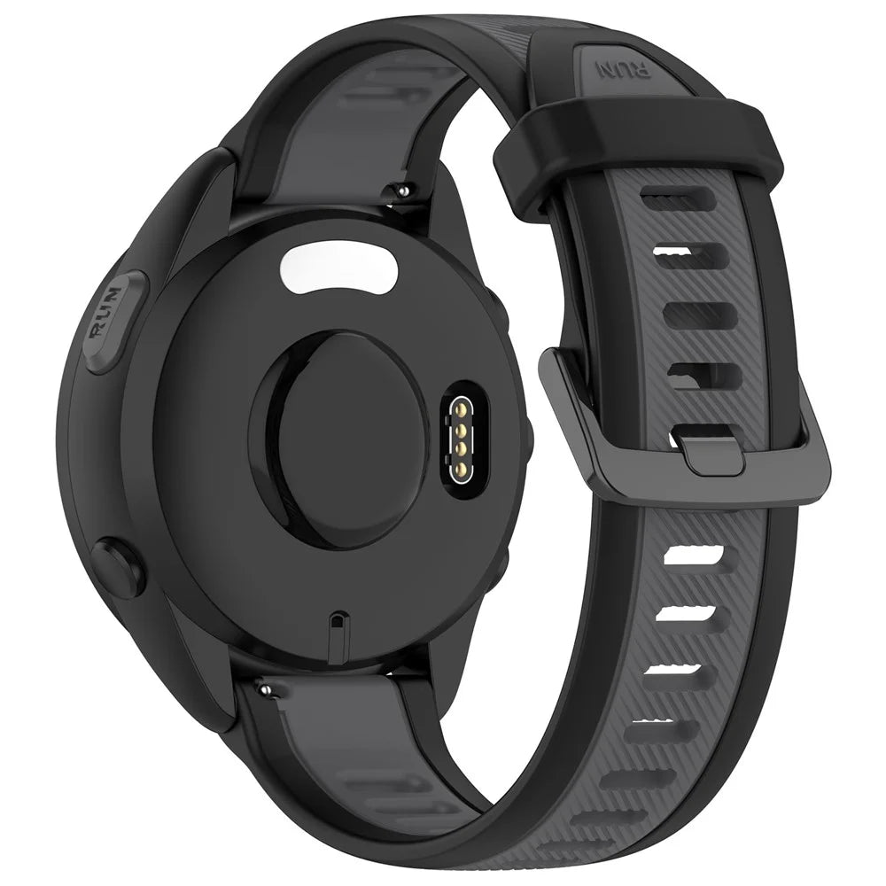 For Huawei Watch GT 4 41mm / Garmin Venu 3S Silicone Watch Bands Dual-Color 18mm Textured Strap - Black+Dark Grey - 1