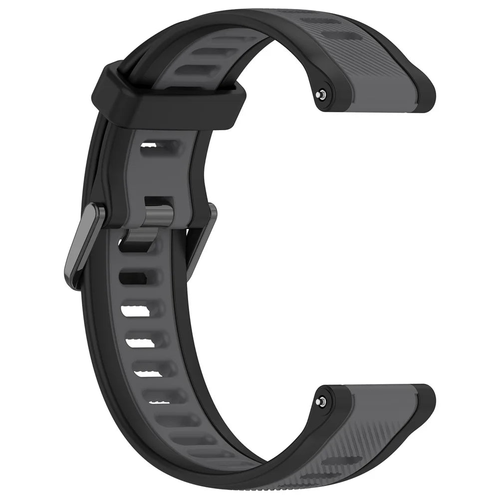 For Huawei Watch GT 4 41mm / Garmin Venu 3S Silicone Watch Bands Dual-Color 18mm Textured Strap - Black+Dark Grey - 3