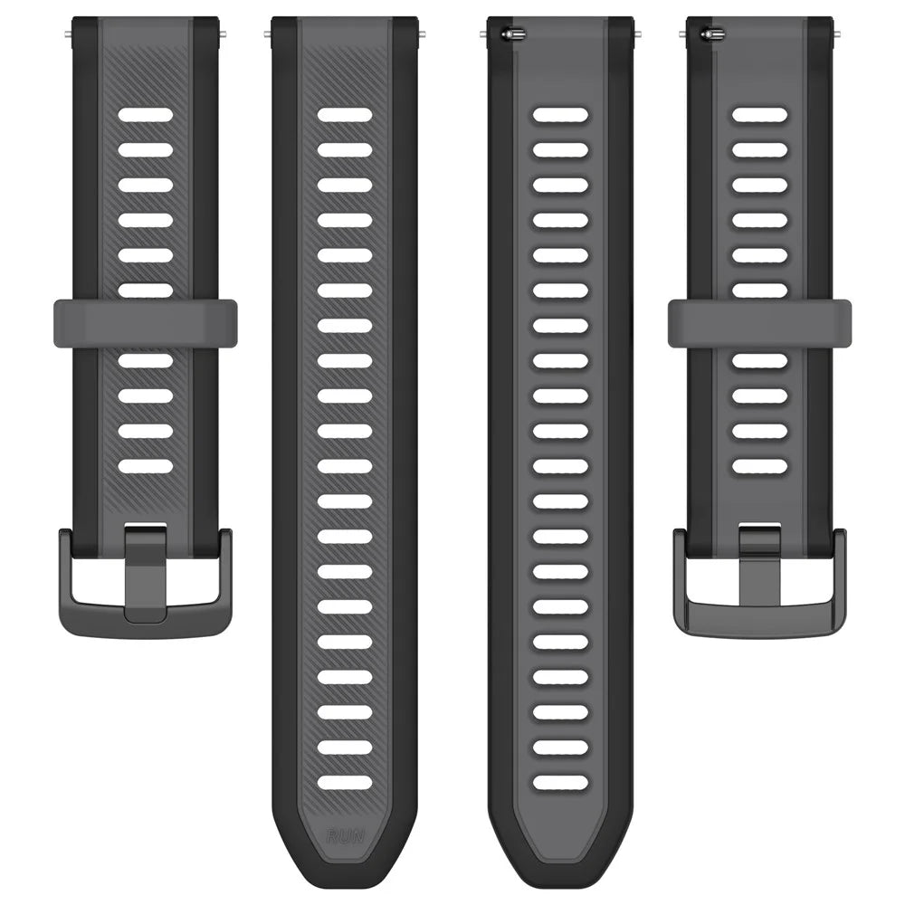 For Huawei Watch GT 4 41mm / Garmin Venu 3S Silicone Watch Bands Dual-Color 18mm Textured Strap - Black+Dark Grey - 5
