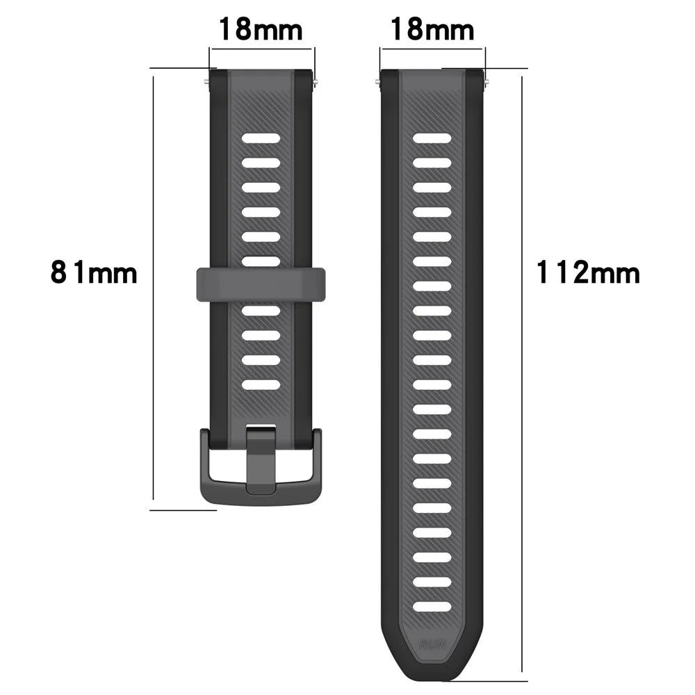 For Huawei Watch GT 4 41mm / Garmin Venu 3S Silicone Watch Bands Dual-Color 18mm Textured Strap - Black+Dark Grey - 6