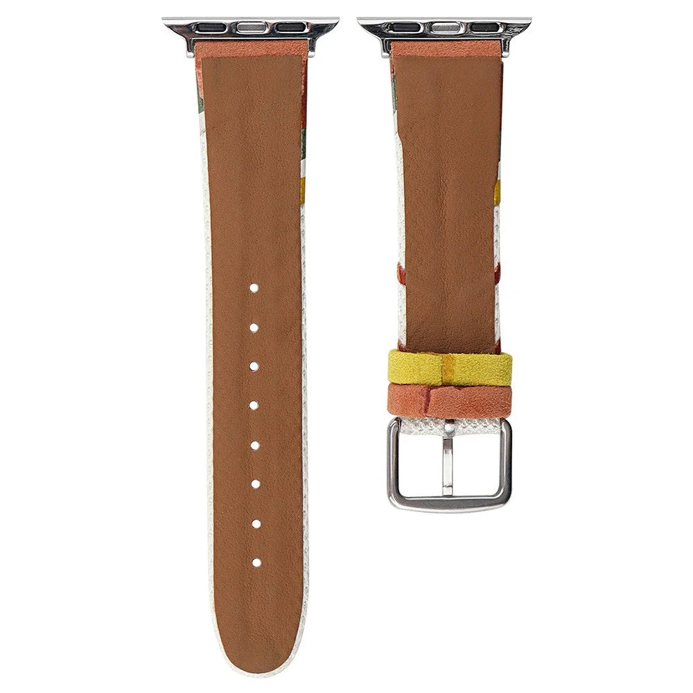 For Apple Watch Ultra 3 2 1 49mm / Series 11 10 46mm / 9 8 7 45mm / SE3 SE2 SE 6 5 4 44mm / 3 2 1 42mm PU Leather Band - Grey+Black (Black Buckle) - 2