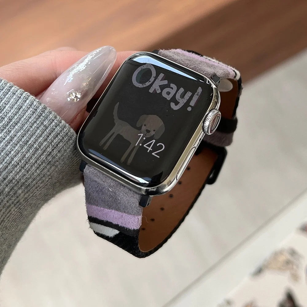 For Apple Watch Ultra 3 2 1 49mm / Series 11 10 46mm / 9 8 7 45mm / SE3 SE2 SE 6 5 4 44mm / 3 2 1 42mm PU Leather Band - Grey+Black (Black Buckle) - 3