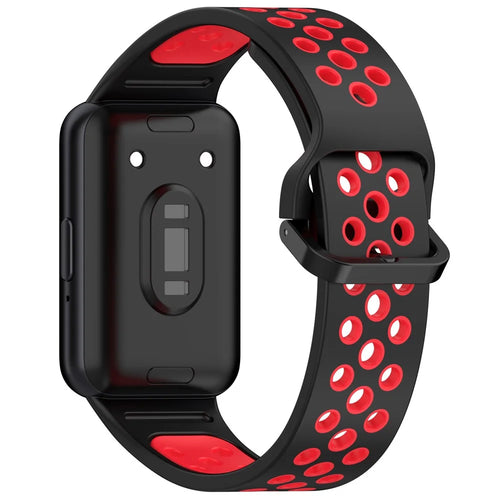 For Samsung Galaxy Fit3 Silicone Watch Bands Dual-Color Wrist Straps Replacement Parts - Black+Red - 1