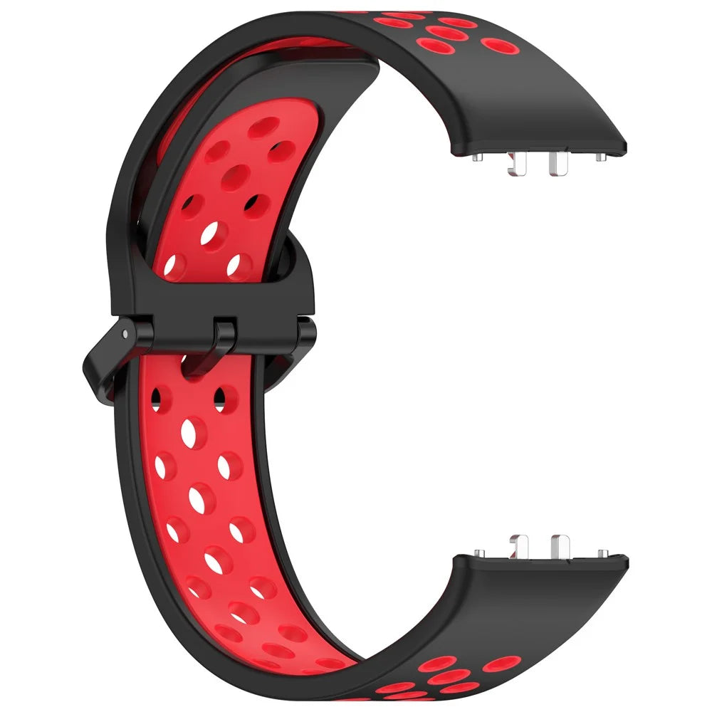 For Samsung Galaxy Fit3 Silicone Watch Bands Dual-Color Wrist Straps Replacement Parts - Black+Red - 3