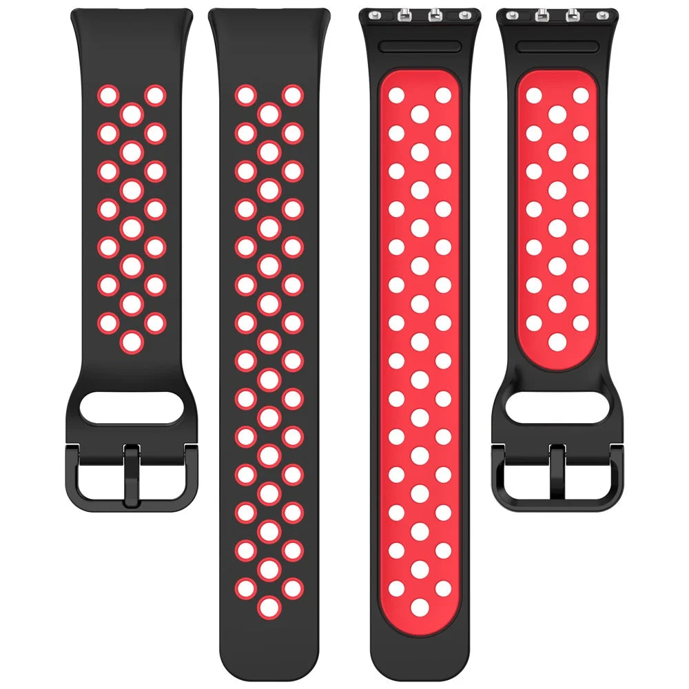 For Samsung Galaxy Fit3 Silicone Watch Bands Dual-Color Wrist Straps Replacement Parts - Black+Red - 5