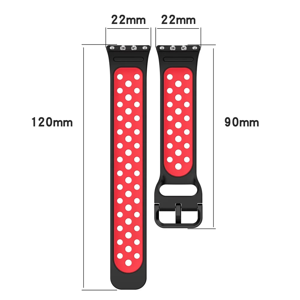 For Samsung Galaxy Fit3 Silicone Watch Bands Dual-Color Wrist Straps Replacement Parts - Black+Red - 6
