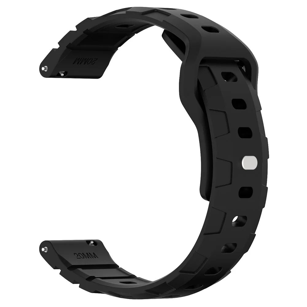 For Huawei Watch GT 3 42mm / GT 3 Pro 43mm Silicone Band 20mm Armour Watch Strap Replacement - Black - 5