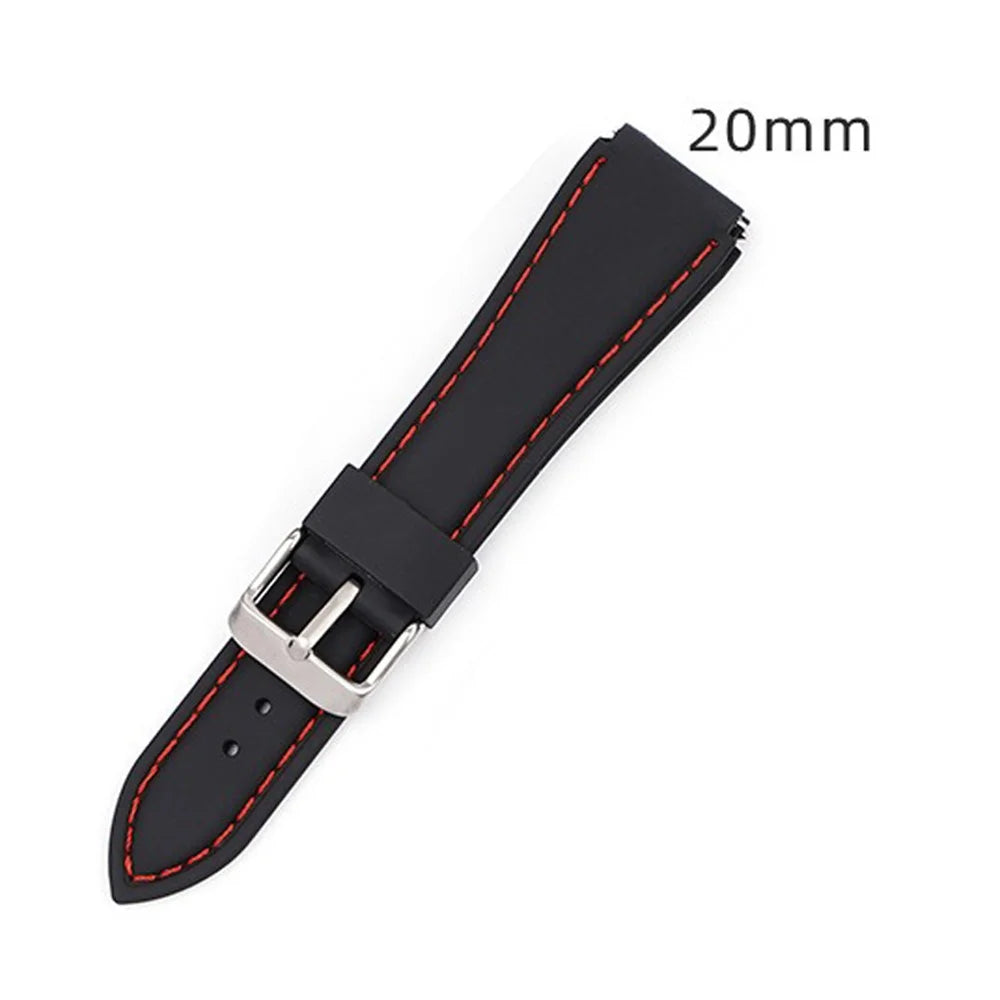 For Huawei Watch GT 2 / 3 / 3 Pro / Samsung Galaxy Watch6 Classic Band 20mm Waterproof Fluorubber Watch Strap - Black+White Thread - 4