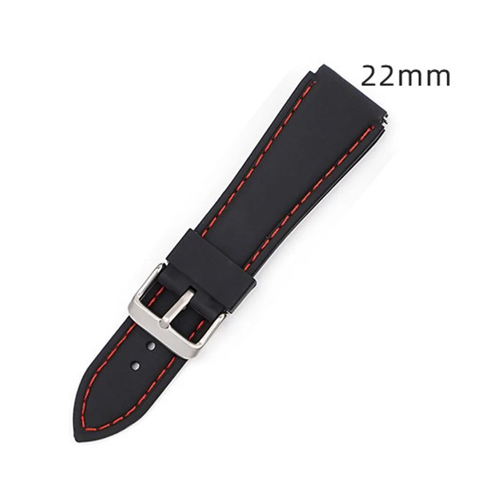 For Huawei Watch GT 4 46mm / Watch 4 / Watch 4 Pro Fluorubber Strap 22mm Waterproof Watch Band - Black+White Thread - 4