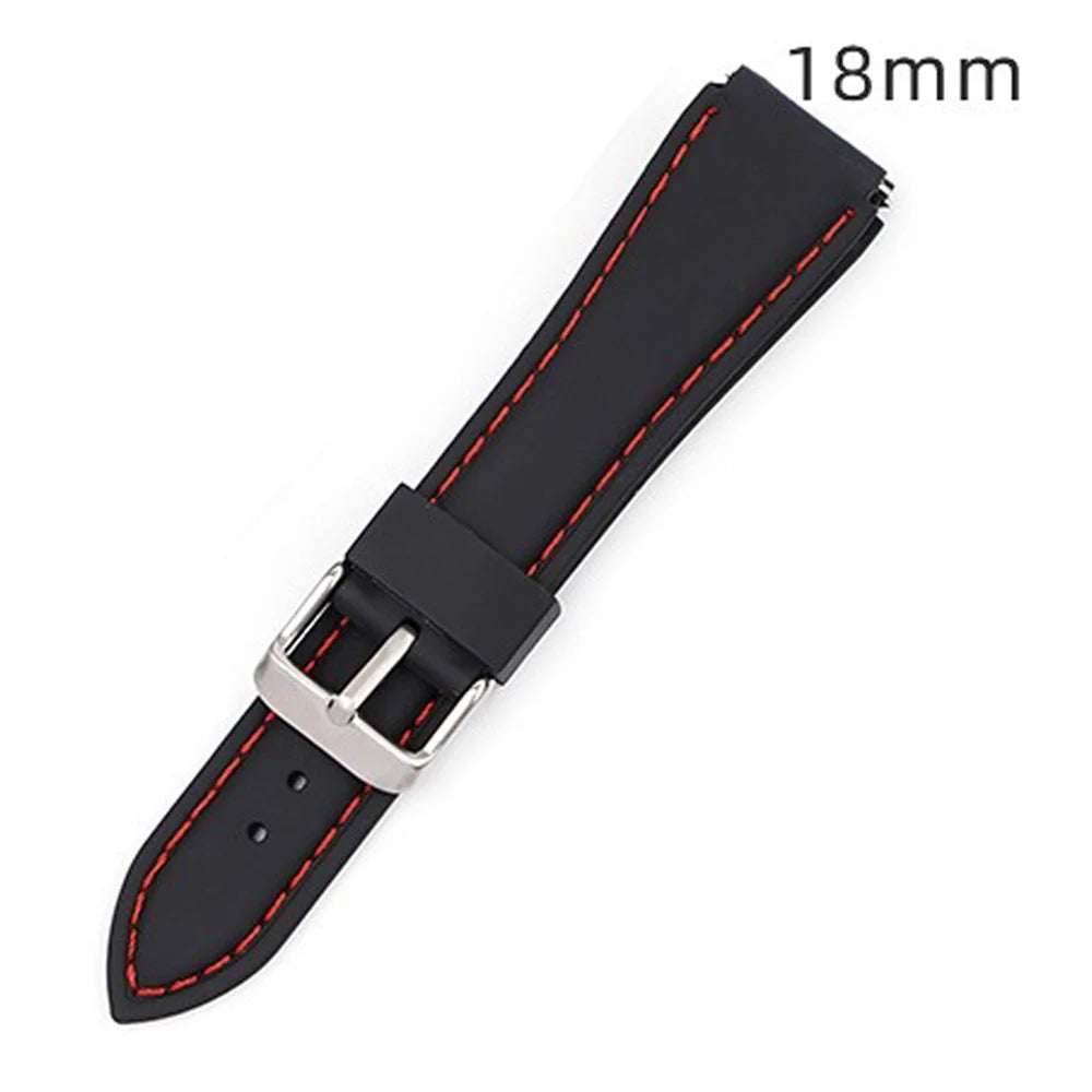 For Huawei Watch GT 4 41mm / Garmin Venu 3S Watch Band 18mm Waterproof Fluorubber Wrist Strap - Black+White Thread - 4