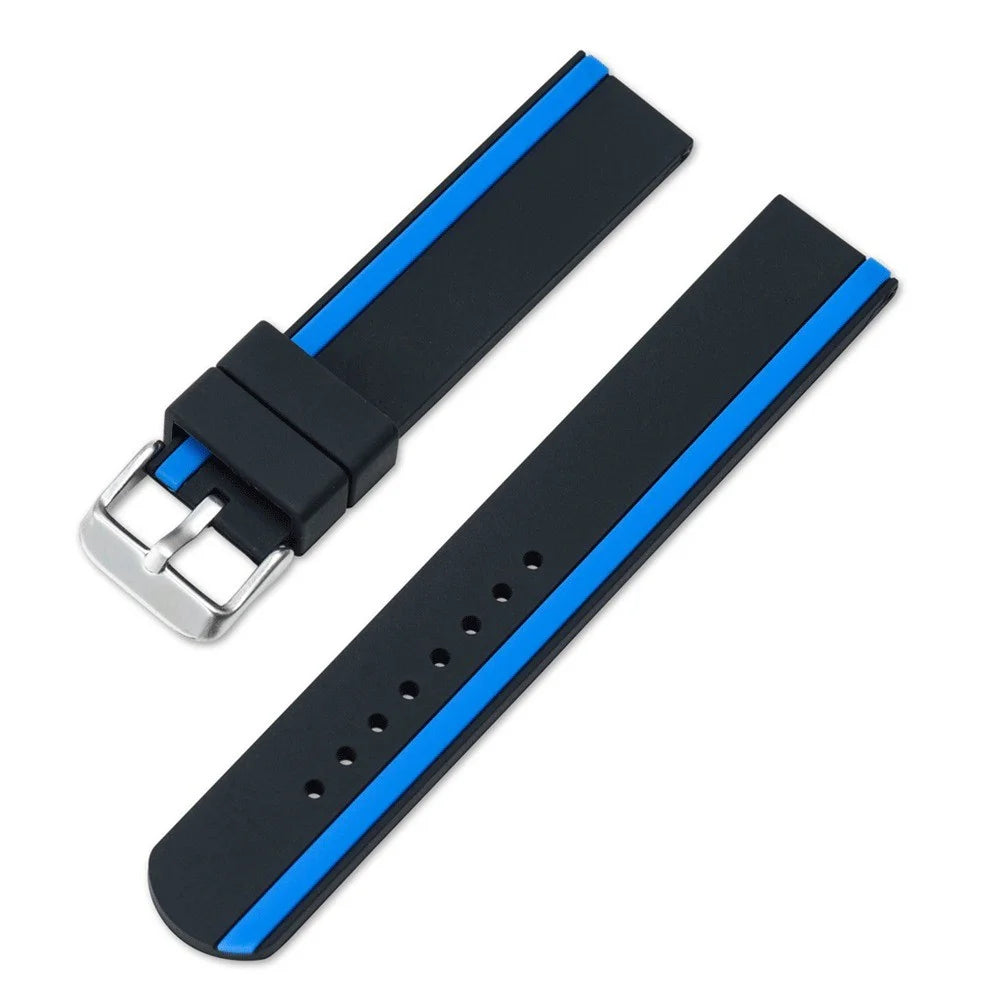 For Huawei Watch GT 2 / 3 / 3 Pro / Samsung Galaxy Watch6 Classic Replacement Strap Dual-Color Silicone Watch Band - Black / Blue - 2