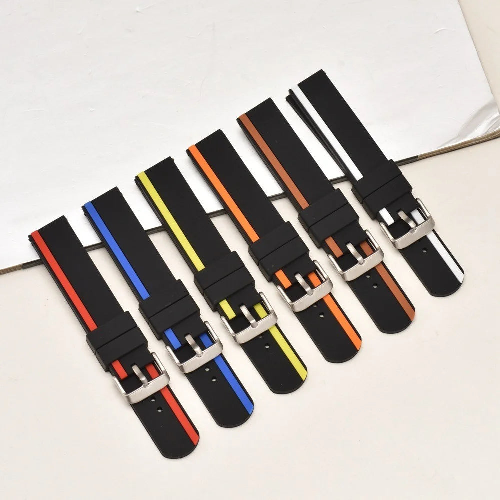 For Huawei Watch GT 2 / 3 / 3 Pro / Samsung Galaxy Watch6 Classic Replacement Strap Dual-Color Silicone Watch Band - Black / Blue - 5