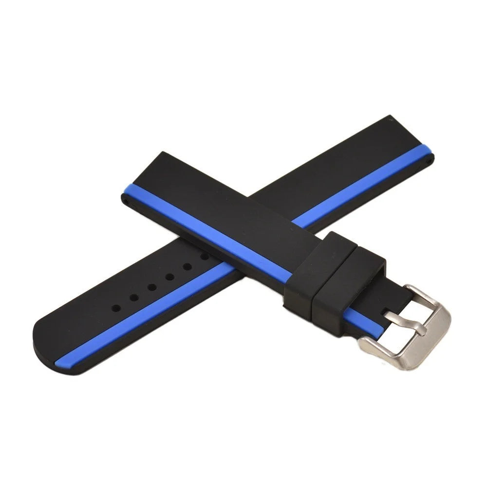 For Xiaomi Watch 2 / Huawei Watch 4 Pro Replacement Wrist Band 22mm Soft Silicone Strap with Dual Color - Black+Blue - 3