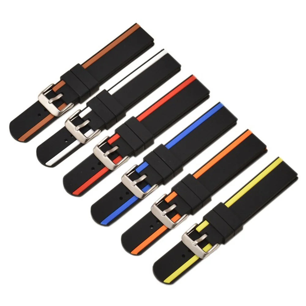 For Xiaomi Watch 2 / Huawei Watch 4 Pro Replacement Wrist Band 22mm Soft Silicone Strap with Dual Color - Black+Blue - 4