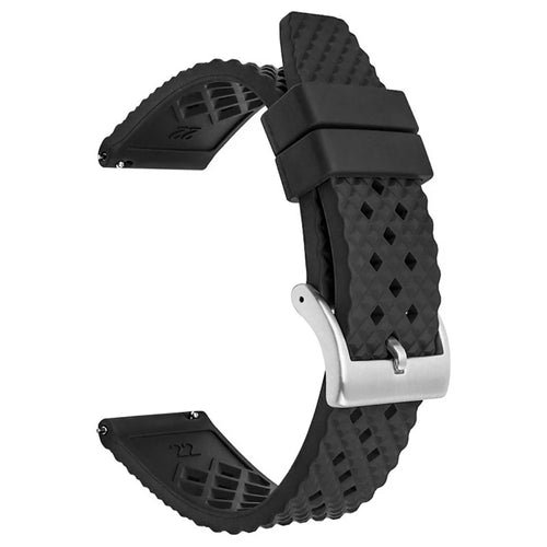 For Huawei Watch GT 3 42mm / GT 3 Pro 43mm Watch Strap 20mm Fluorubber Wrist Band - Black+Silver Buckle - 1