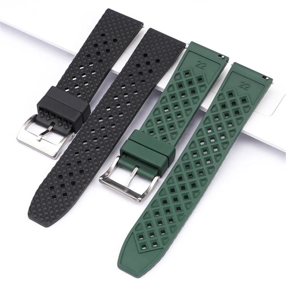 For Garmin Venu 3S / Watch GT 4 41mm Replacement Wrist Band 18mm Fluorubber Watch Strap - Black+Silver Buckle - 3
