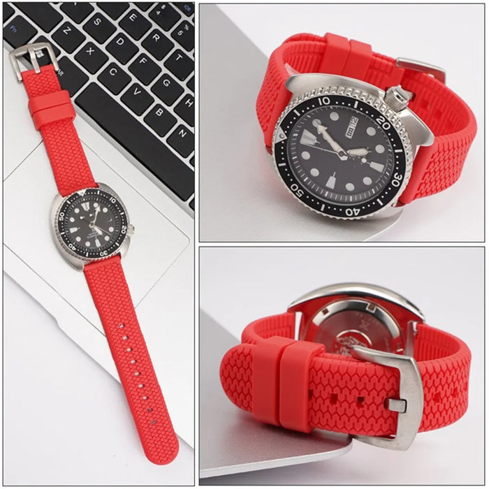 For Huawei Watch GT 4 46mm / 4 Pro / 4 41mm Rubber Watchband 22mm Replacement Strap - Red+Silver - 3