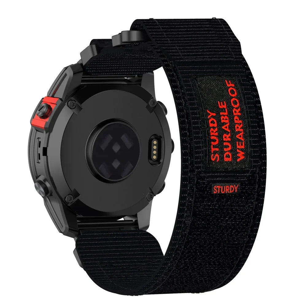 For Garmin Fenix 7S  /  7S Pro 42mm Quickfit 20mm Nylon Wrist Band Magic Tape Watch Strap - Black - 1