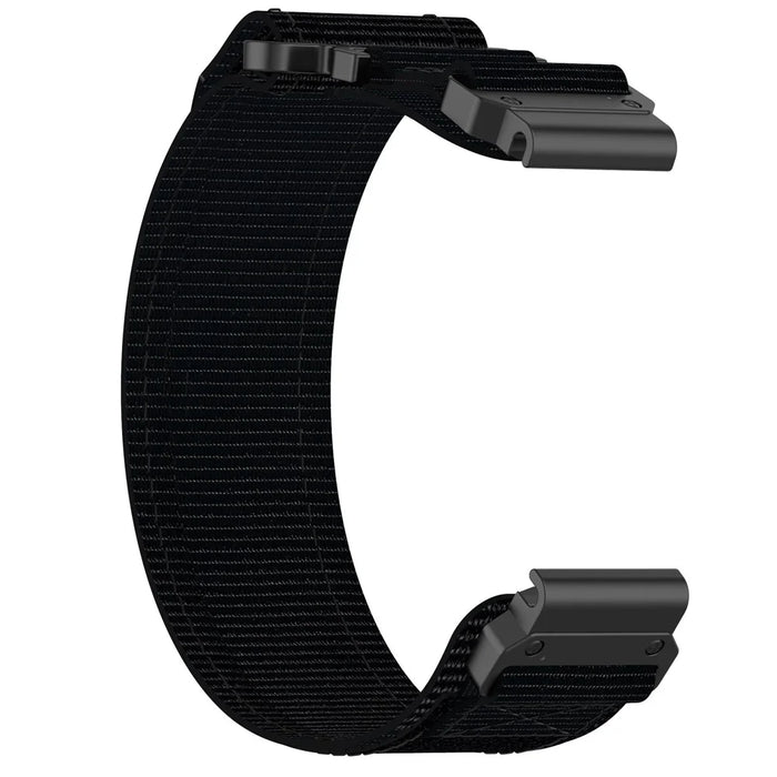 For Garmin Fenix 7S  /  7S Pro 42mm Quickfit 20mm Nylon Wrist Band Magic Tape Watch Strap - Black - 3