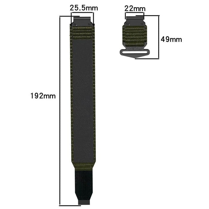 For Garmin Fenix 7S  /  7S Pro 42mm Quickfit 20mm Nylon Wrist Band Magic Tape Watch Strap - Black - 5