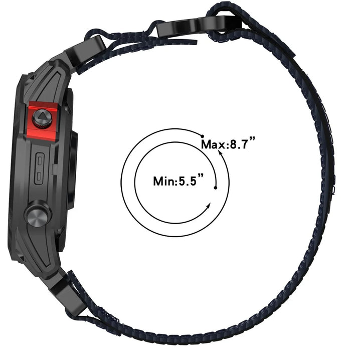 For Garmin Fenix 7S  /  7S Pro 42mm Quickfit 20mm Nylon Wrist Band Magic Tape Watch Strap - Black - 6