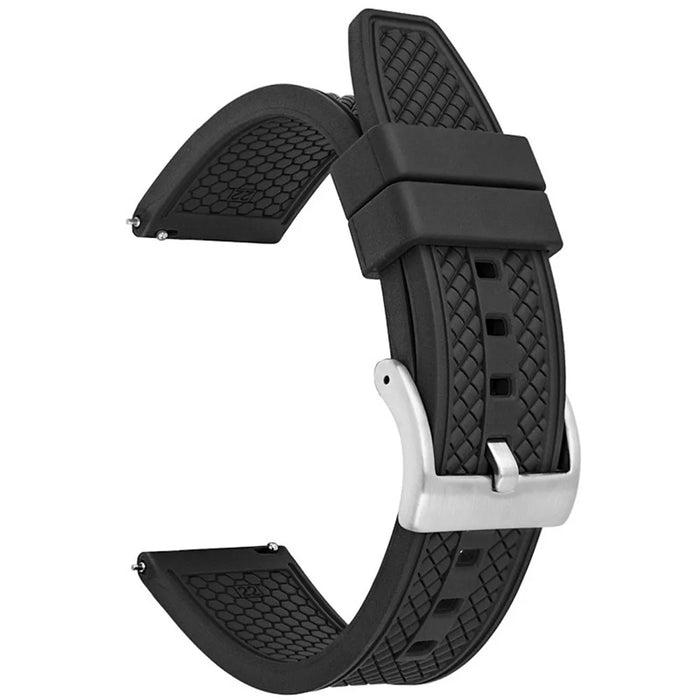 For Samsung / Huawei / Garmin Smart Watch Replacement Strap 20mm Universal Fluorubber Wrist Band - Black+Silver Buckle - 1
