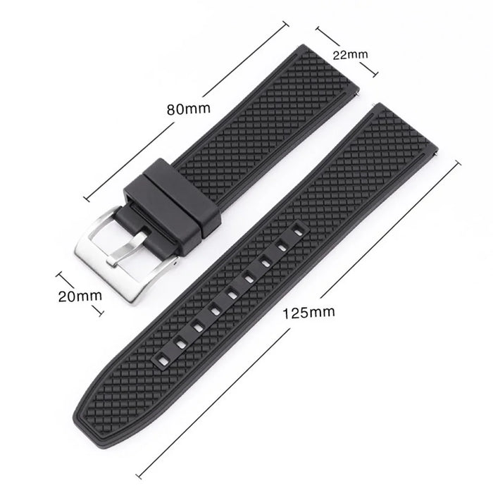 For Samsung / Huawei / Garmin Smart Watch Replacement Strap 20mm Universal Fluorubber Wrist Band - Black+Silver Buckle - 3
