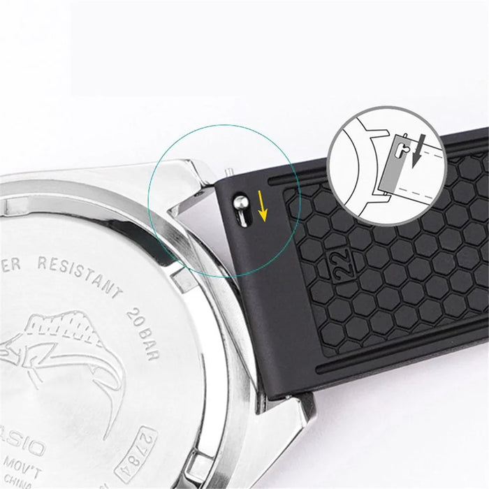 For Huawei Watch GT 4 46mm / GT 4 Pro 22mm Replacement Band Fluorubber Watch Strap - Black+Silver Buckle - 2
